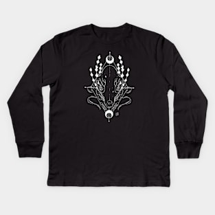 Raccoon Skull and Botanicals Kids Long Sleeve T-Shirt